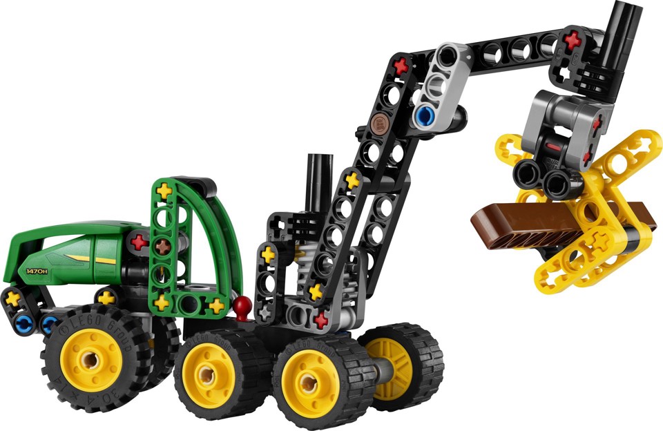 LEGO Technic 42218 Mietitrebbia Gommato John Deere 1470H, Veicolo Giocattolo da Cantiere, Braccio Rotante e Pinza, Regalo 7+