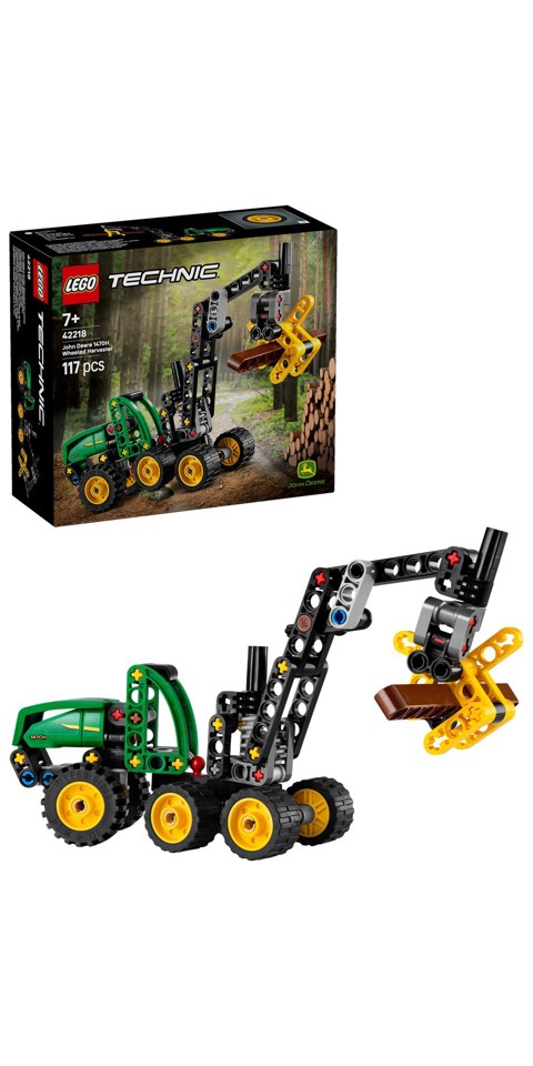 LEGO Technic 42218 Mietitrebbia Gommato John Deere 1470H, Veicolo Giocattolo da Cantiere, Braccio Rotante e Pinza, Regalo 7+