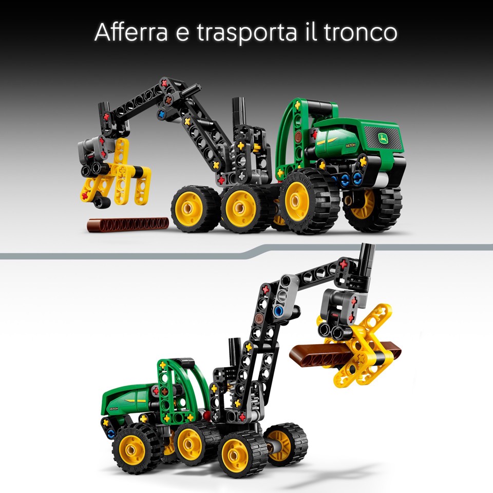 LEGO Technic 42218 Mietitrebbia Gommato John Deere 1470H, Veicolo Giocattolo da Cantiere, Braccio Rotante e Pinza, Regalo 7+