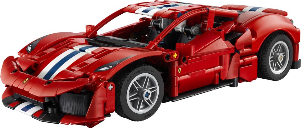 LEGO Technic 42235 Auto Ferrari 488 PISTA, Macchina Giocattolo con Motore V8, Sterzo e Differenziale, Regalo per Bambini 9+