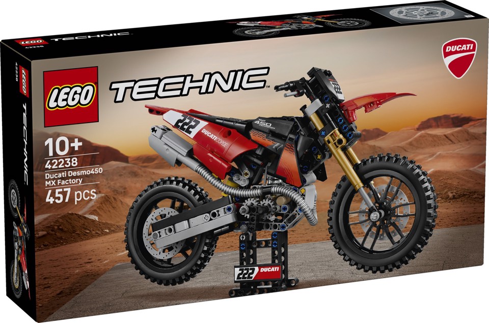 LEGO Technic 42238 Moto Ducati Desmo450 MX Factory, Kit di Modellismo con Moto Giocattolo da Collezione, Regalo Bambini 10+