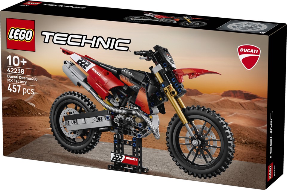 LEGO Technic 42238 Moto Ducati Desmo450 MX Factory, Kit di Modellismo con Moto Giocattolo da Collezione, Regalo Bambini 10+