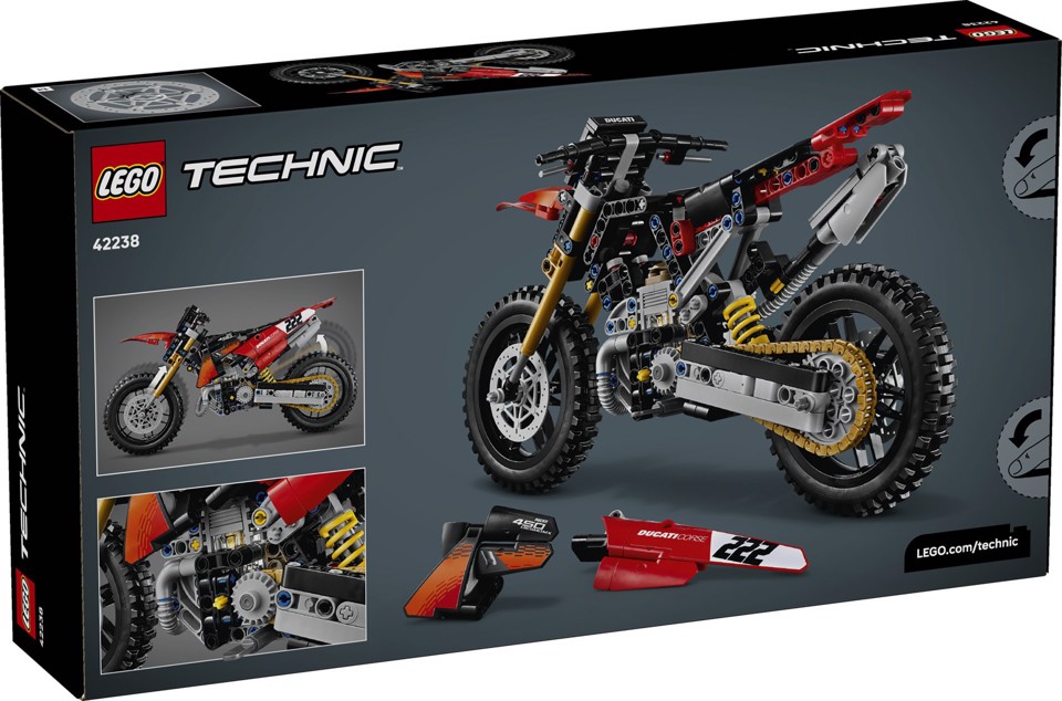 LEGO Technic 42238 Moto Ducati Desmo450 MX Factory, Kit di Modellismo con Moto Giocattolo da Collezione, Regalo Bambini 10+