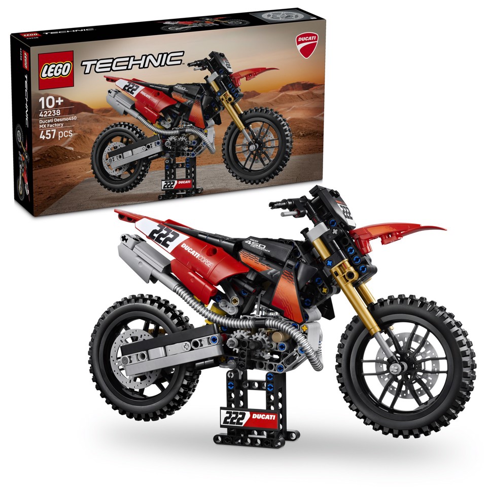 LEGO Technic 42238 Moto Ducati Desmo450 MX Factory, Kit di Modellismo con Moto Giocattolo da Collezione, Regalo Bambini 10+