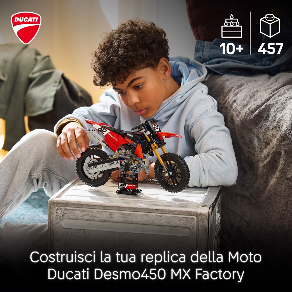 LEGO Technic 42238 Moto Ducati Desmo450 MX Factory, Kit di Modellismo con Moto Giocattolo da Collezione, Regalo Bambini 10+