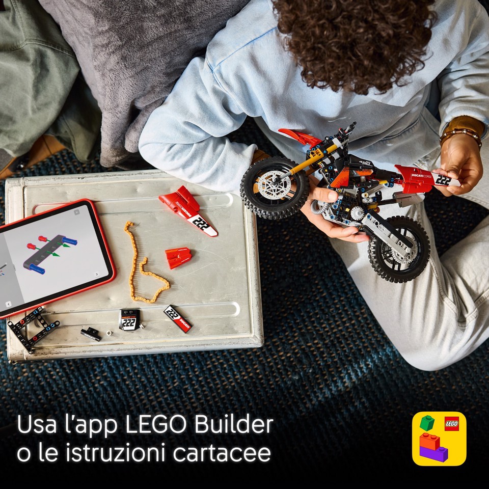 LEGO Technic 42238 Moto Ducati Desmo450 MX Factory, Kit di Modellismo con Moto Giocattolo da Collezione, Regalo Bambini 10+