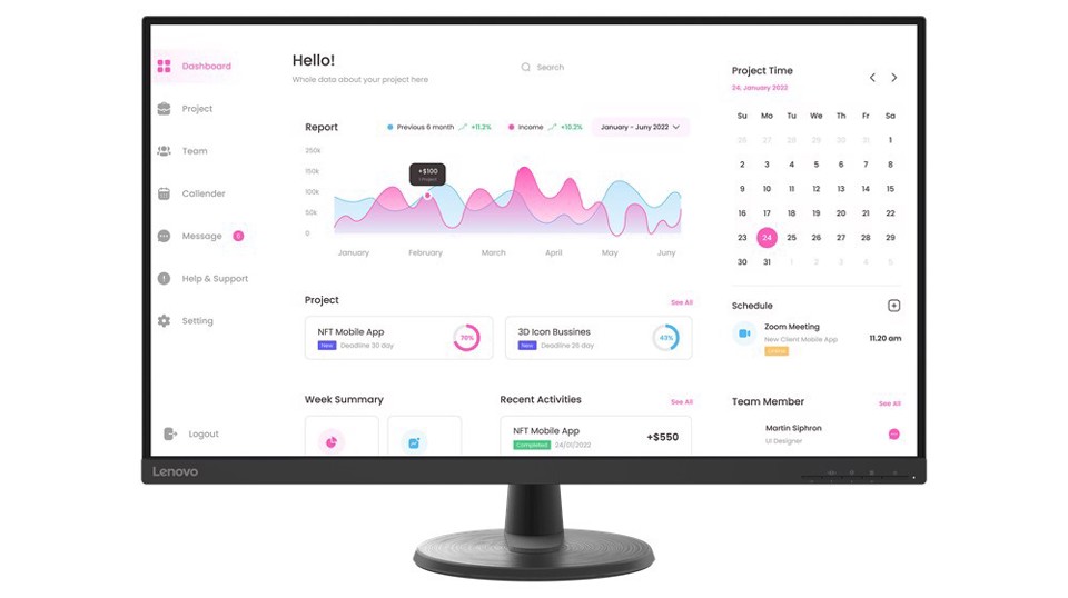 Lenovo D32-40 80 cm (31.5") 1920 x 1080 Pixel Full HD LCD Nero