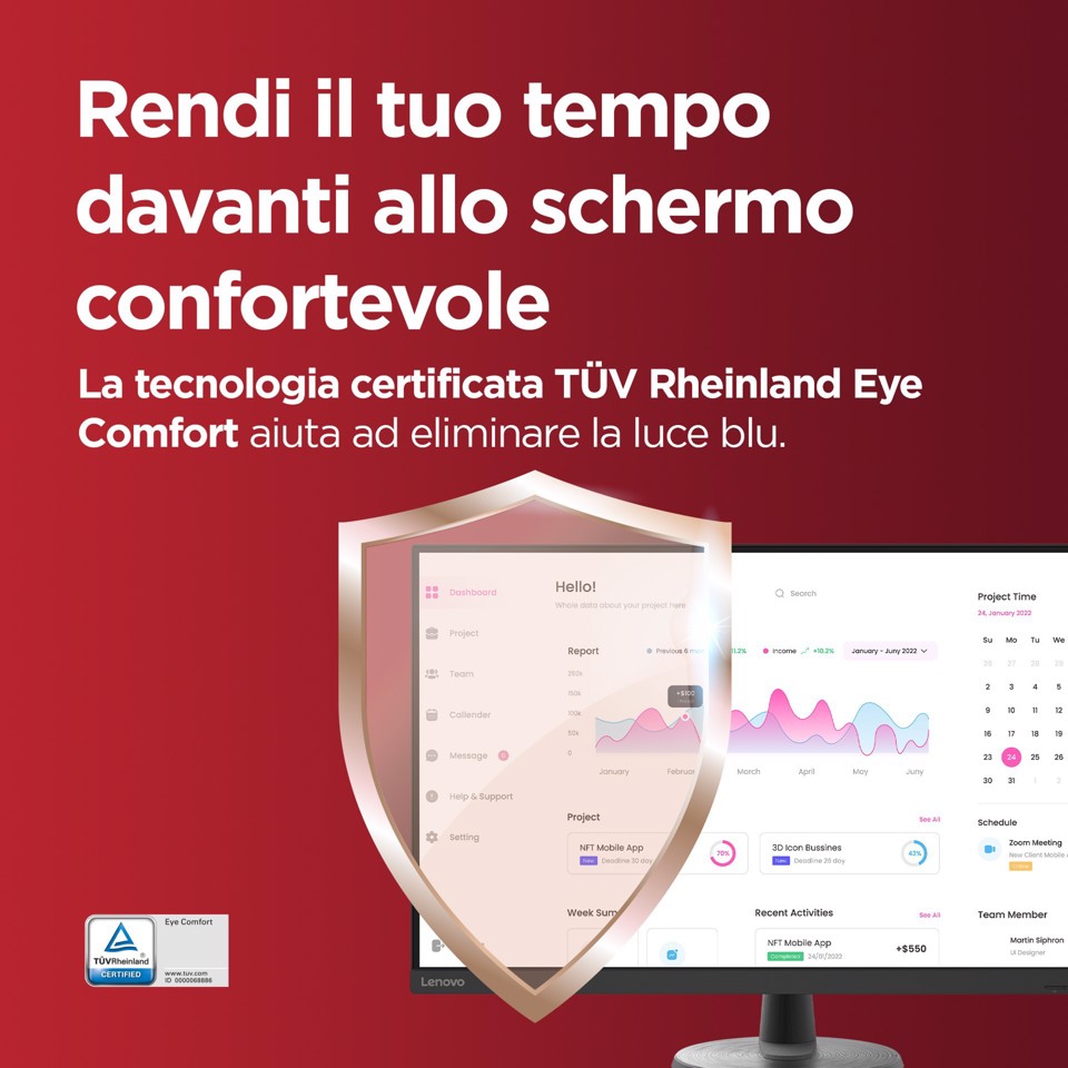 Lenovo D32-40 - Monitor 31.5" VA Flat FHD 1920x1080 0 60Hz 4ms - 1xHDMI 1.4 + 1xDP 1.2 - Stand Tilt Cavo HDMI incluso