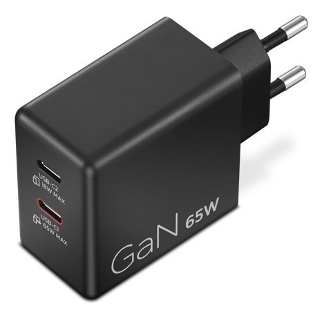 Lenovo Dual USB-C 65W GaN Charger, alimentatore compatto da muro con doppia Type-C, cavo USB-C 1,5 m incluso - ideale per laptop, cellulare e tablet: un solo caricabatterie per più dispositivi