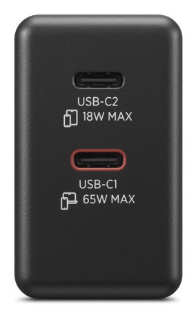 Lenovo Dual USB-C 65W GaN Charger, alimentatore compatto da muro con doppia Type-C, cavo USB-C 1,5 m incluso - ideale per laptop, cellulare e tablet: un solo caricabatterie per più dispositivi