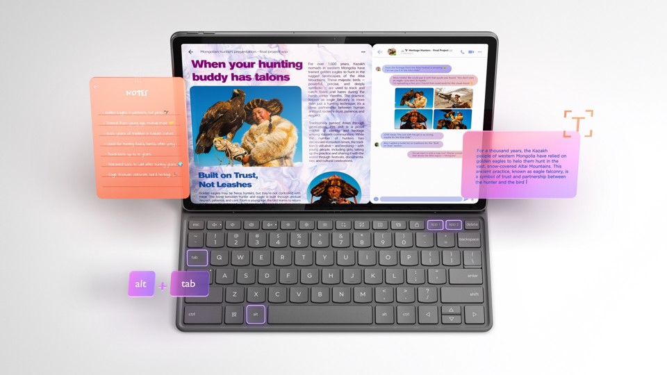 Lenovo Idea Tab Plus - Display 12.1" 2.5K (2560x1600) IPS 800nits 90Hz - CPU MediaTek Dimensity 6400 - RAM 8GB - Memoria 256GB UFS - Grafica ARM Mali G57 MC2 - Connettività WiFi Slot MicroSD - Android 15 - Tab Pen Inclusi