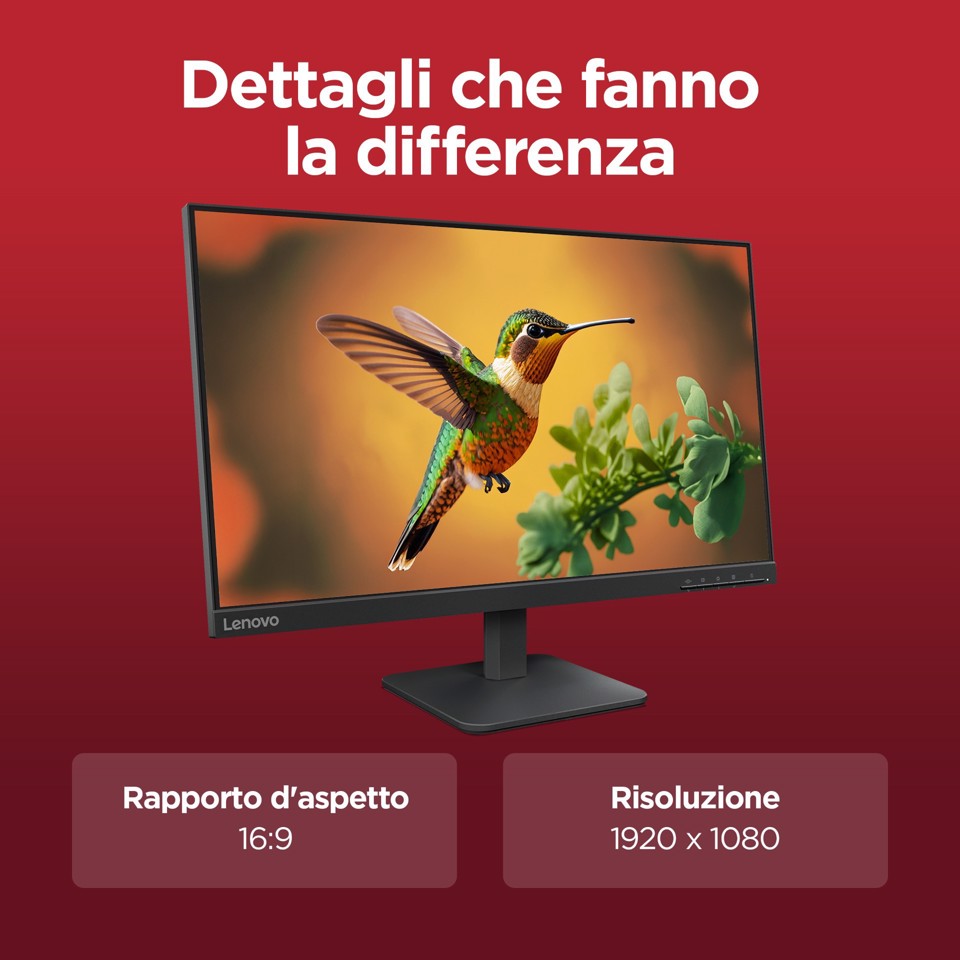 Lenovo L24-4e - Monitor 23.8" IPS Flat FHD 1920x1080 0 100Hz 4ms - 1xHDMI 1.4 + 1xVGA - Stand Tilt Cavo HDMI incluso