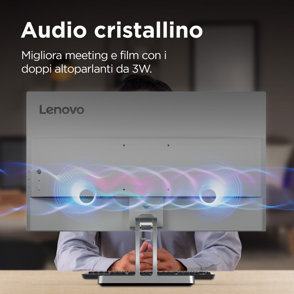 Lenovo L24i-4A - Monitor 23.8" IPS Flat FHD 1920x1080 0 100Hz 1ms - Speakers 1xHDMI 1.4 + 1xVGA - Stand Tilt Cavo HDMI incluso