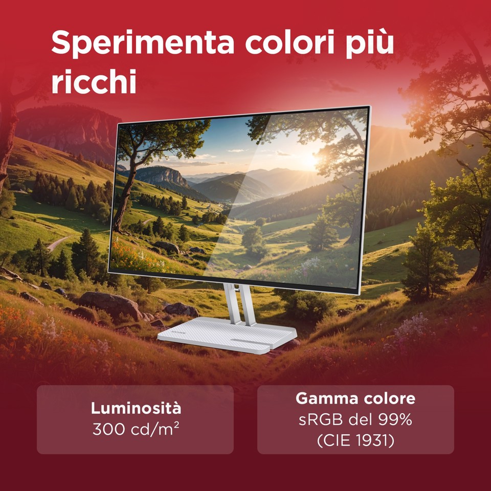 Lenovo L27-4C - Monitor 27" IPS Flat FHD 1920x1080 0 144Hz 1ms - Speakers AMD FreeSync 2xHDMI 1.4 + 1xVGA - Stand Tilt Cavo HDMI incluso