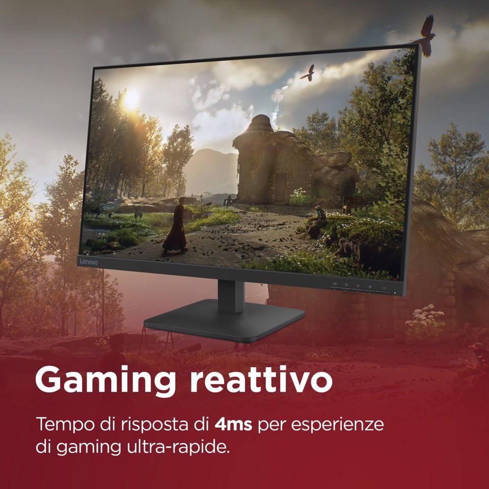 Lenovo L27-4e - Monitor 27" IPS Flat FHD 1920x1080 0 100Hz 4ms - 1xHDMI 1.4 + 1xVGA - Stand Tilt Cavo HDMI incluso