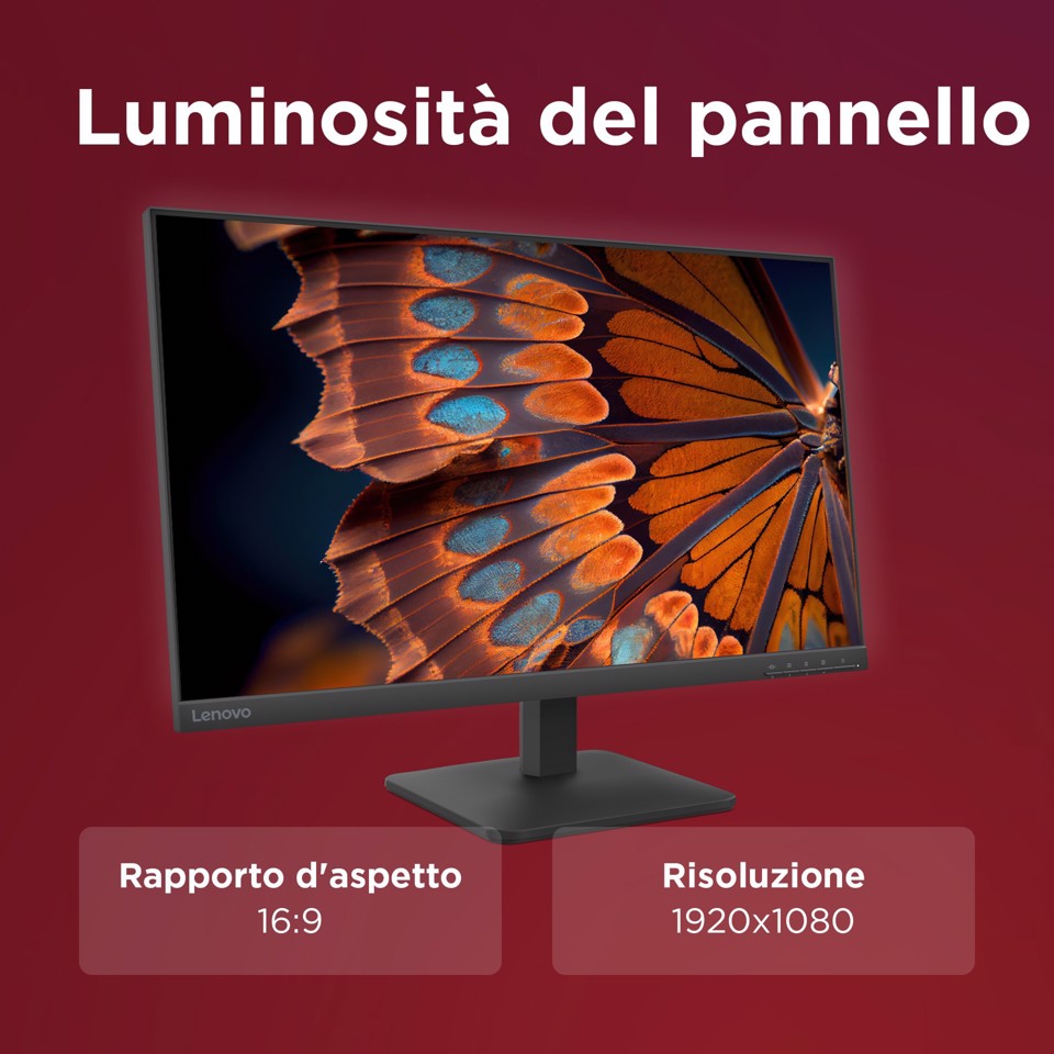 Lenovo L27-4e - Monitor 27" IPS Flat FHD 1920x1080 0 100Hz 4ms - 1xHDMI 1.4 + 1xVGA - Stand Tilt Cavo HDMI incluso