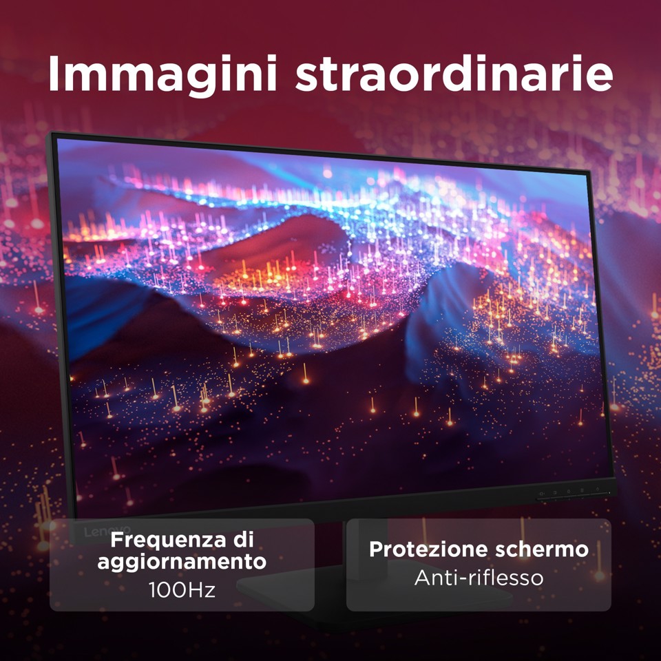 Lenovo L27-4e - Monitor 27" IPS Flat FHD 1920x1080 0 100Hz 4ms - 1xHDMI 1.4 + 1xVGA - Stand Tilt Cavo HDMI incluso