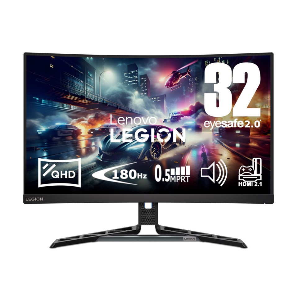 Lenovo Legion R32qc-30 - Monitor Gaming 31.5" VA Curvo 1500R QHD 2560x1440 0 180Hz 0.5ms - Speakers AMD FreeSync + VESA AdaptiveSync 2xHDMI 2.1 + 1xDP 1.4 - Stand Height + Tilt + Swivel Cavo DP incluso