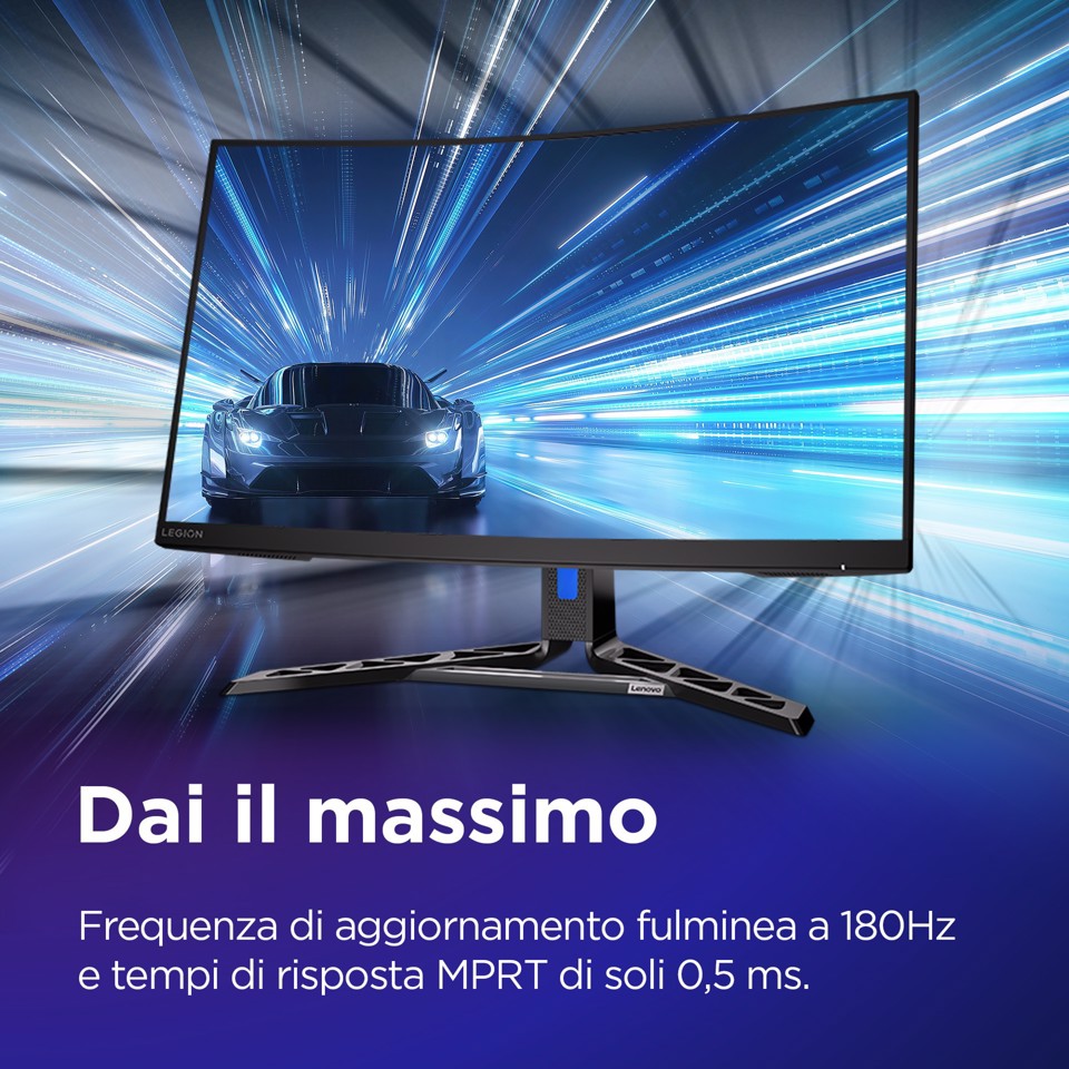 Lenovo Legion R32qc-30 - Monitor Gaming 31.5" VA Curvo 1500R QHD 2560x1440 0 180Hz 0.5ms - Speakers AMD FreeSync + VESA AdaptiveSync 2xHDMI 2.1 + 1xDP 1.4 - Stand Height + Tilt + Swivel Cavo DP incluso
