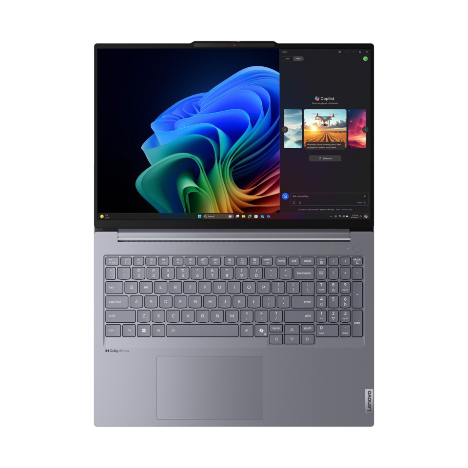 Lenovo ThinkBook 16 G7 QOY Copilot+ PC Snapdragon X1P-42-100 Computer portatile 40,6 cm (16") WUXGA 16 GB LPDDR5x-SDRAM 512 GB SSD Wi-Fi 7 (802.11be) Windows 11 Pro Grigio Italiano