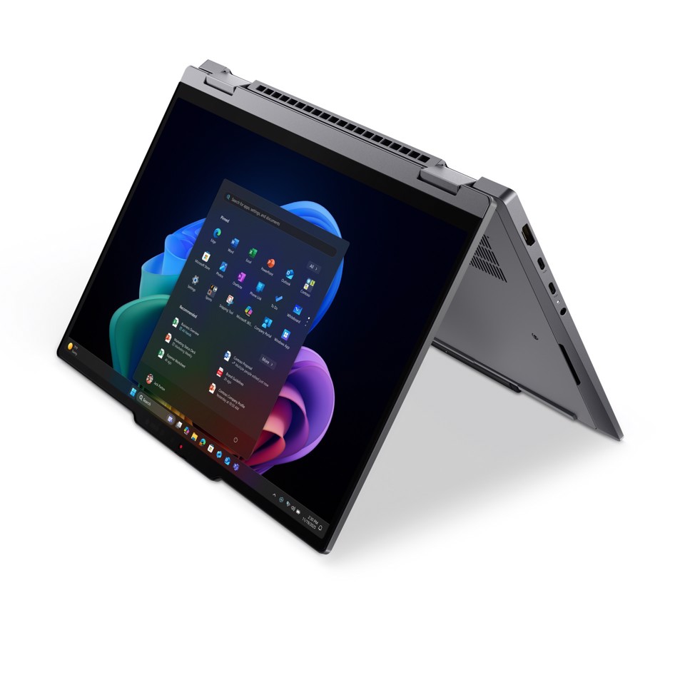Lenovo ThinkPad X1 2-in-1 Gen 11 Aura Edition Copilot+ PC Intel Core Ultra 7 355 Ibrido (2 in 1) 35,6 cm (14") Touch screen 2.8K 32 GB LPDDR5x-SDRAM 1 TB SSD Wi-Fi 7 (802.11be) Windows 11 Pro Grigio Italiano