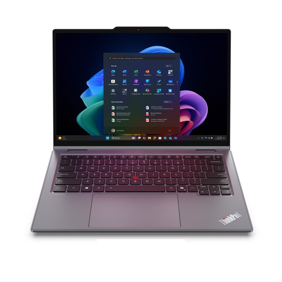 Lenovo ThinkPad X1 2-in-1 Gen 11 Aura Edition Copilot+ PC Intel Core Ultra 7 355 Ibrido (2 in 1) 35,6 cm (14") Touch screen 2.8K 32 GB LPDDR5x-SDRAM 1 TB SSD Wi-Fi 7 (802.11be) Windows 11 Pro Grigio Italiano