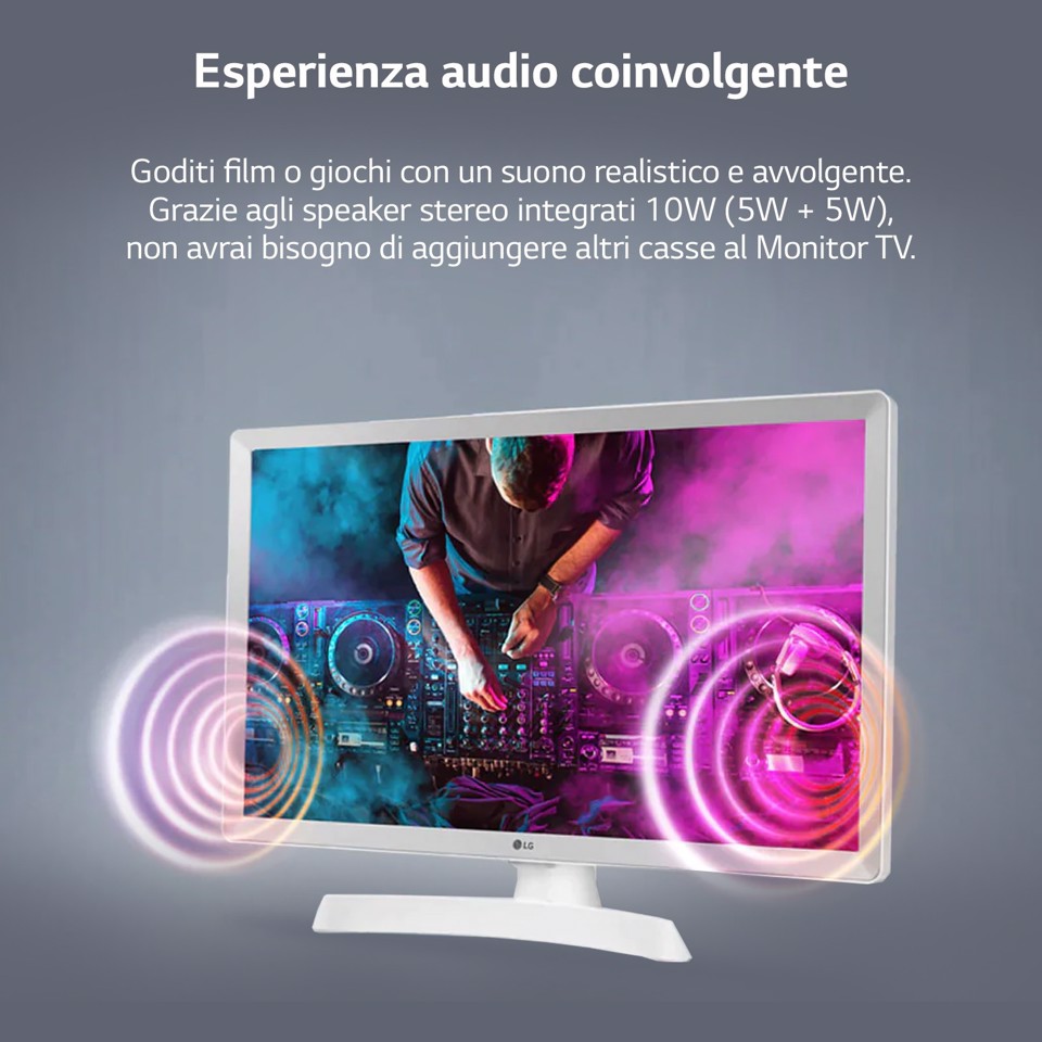 LG 24TQ510S Monitor TV 23.6" smart webOS 22 Wi-Fi NOVITÀ 2022 Bianco