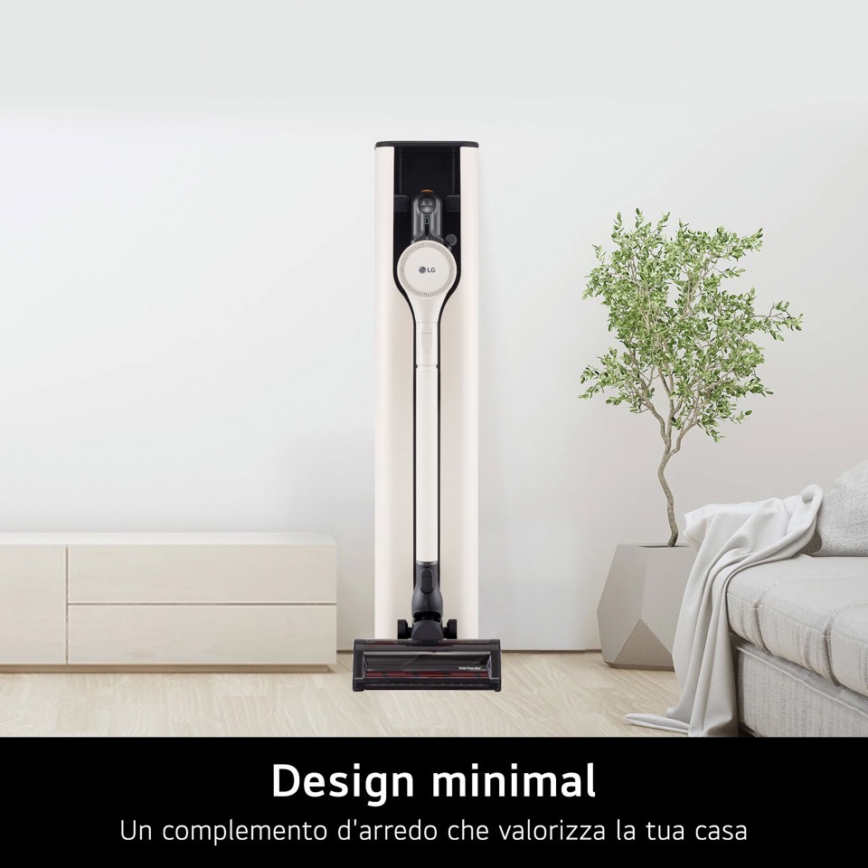 LG CordZero All-in-One A9T, Aspirapolvere senza filo 260W, Auto-svuotamento, 2 spazzole + 2 accessori, Wi-Fi, Beige