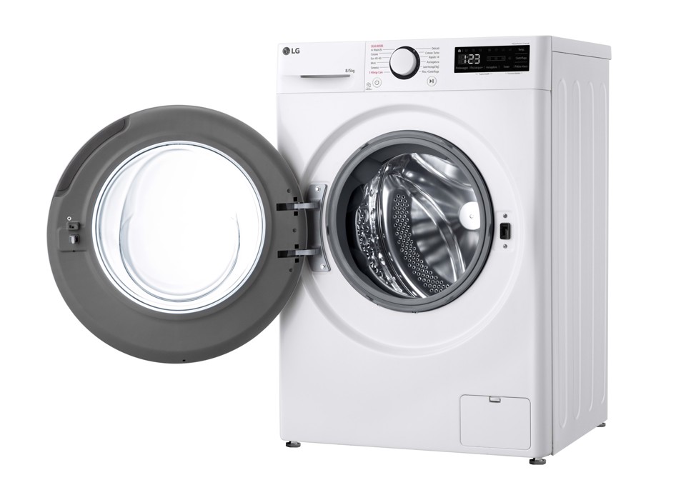 LG D2R3S08NSWW Lavasciuga slim 8/5kg AI DD, Classe E, 1200 giri, AI Wash, Vapore