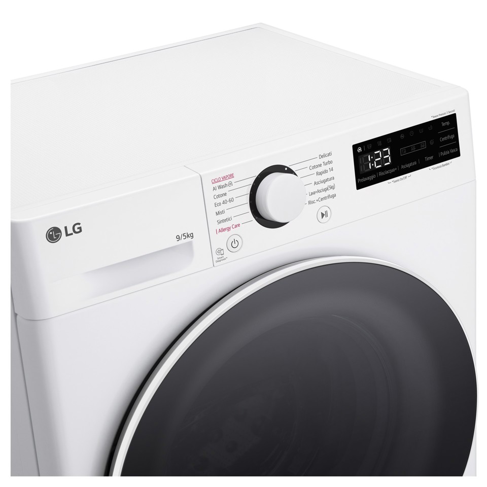LG D2R5S09TSWW lavasciuga Libera installazione Caricamento frontale Bianco E