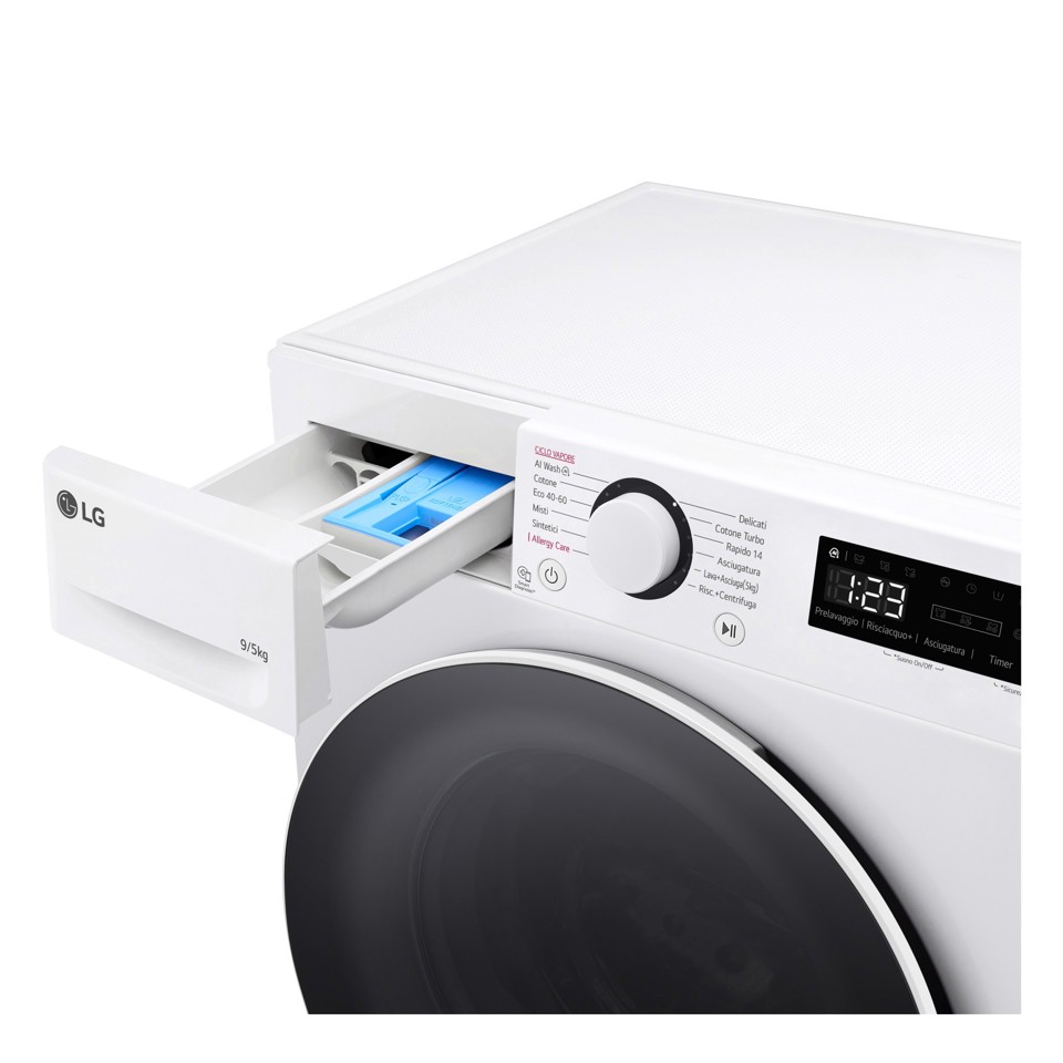 LG D2R5S09TSWW lavasciuga Libera installazione Caricamento frontale Bianco E