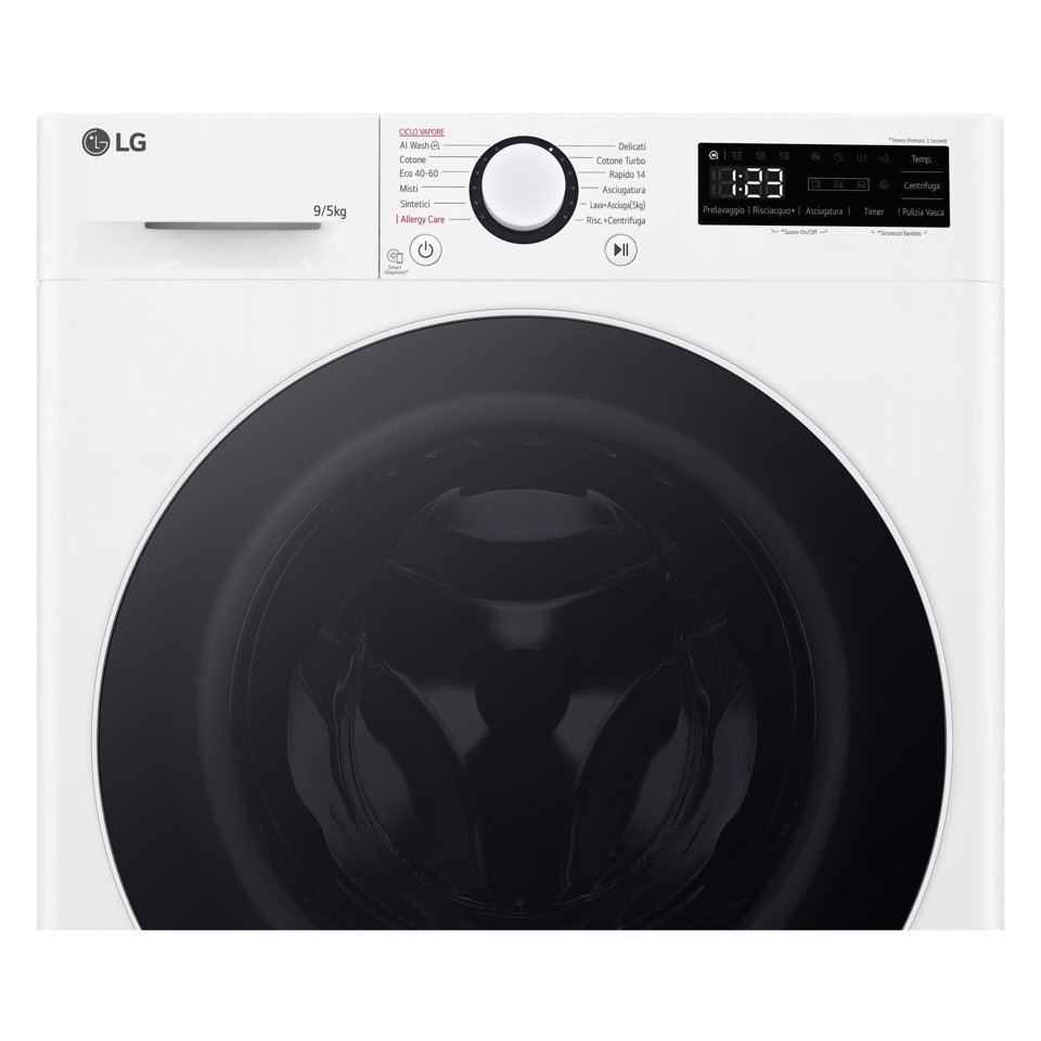LG D2R5S09TSWW lavasciuga Libera installazione Caricamento frontale Bianco E