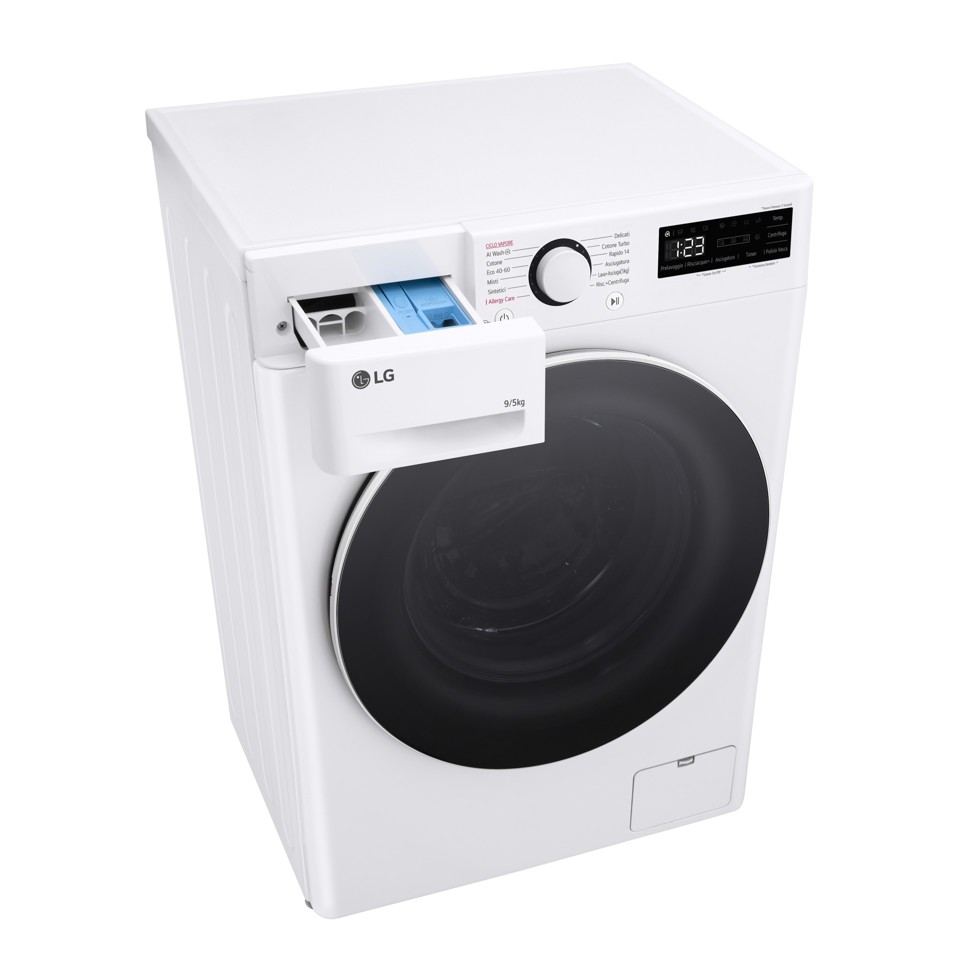 LG D2R5S09TSWW lavasciuga Libera installazione Caricamento frontale Bianco E