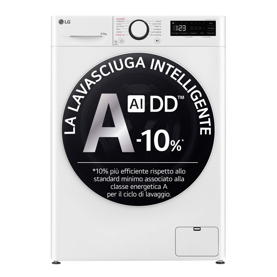 LG D2R5S09TSWW lavasciuga Libera installazione Caricamento frontale Bianco E