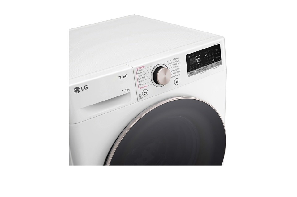 LG D4R7011TSWG lavasciuga Libera installazione Caricamento frontale Nero, Bianco D