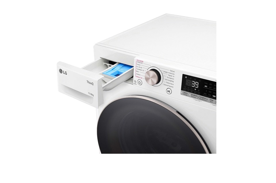 LG D4R7011TSWG lavasciuga Libera installazione Caricamento frontale Nero, Bianco D