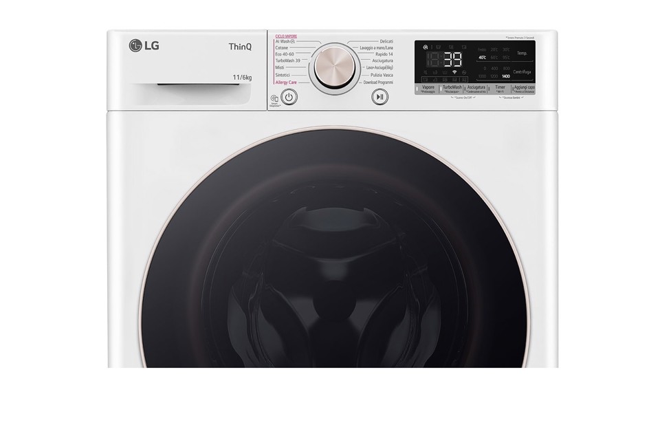 LG D4R7011TSWG lavasciuga Libera installazione Caricamento frontale Nero, Bianco D