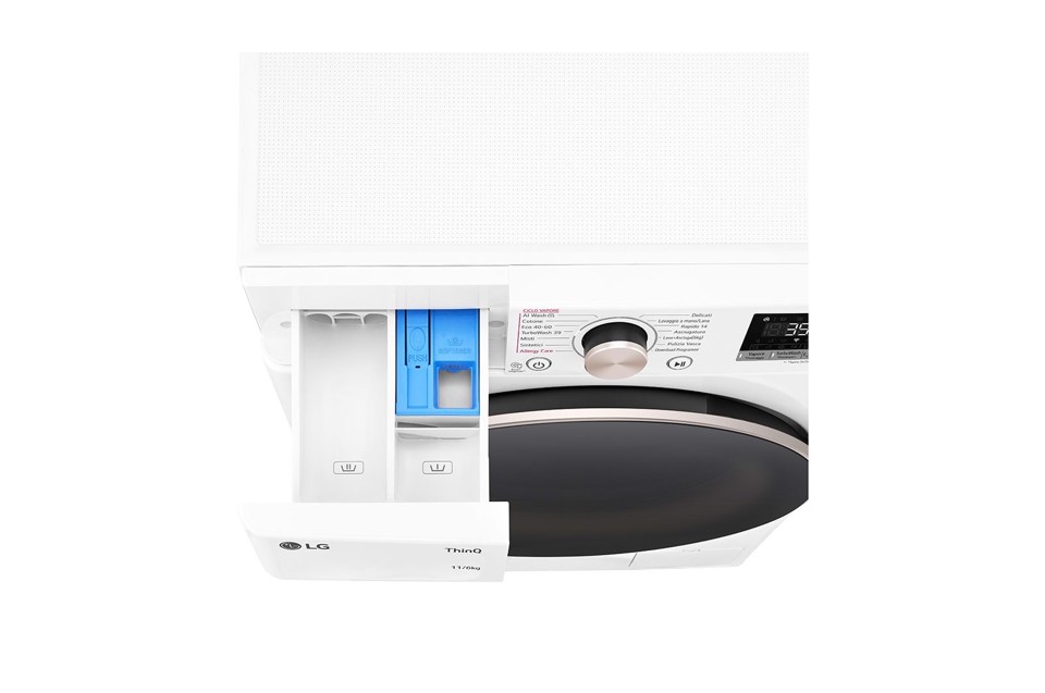 LG D4R7011TSWG lavasciuga Libera installazione Caricamento frontale Nero, Bianco D