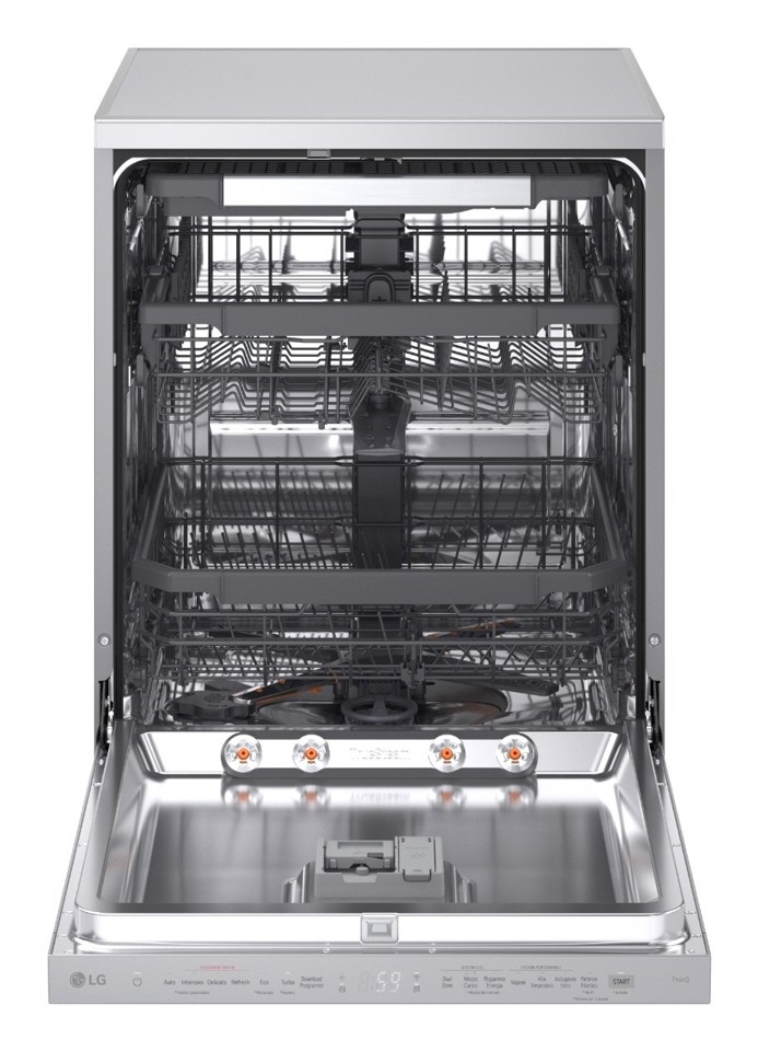 LG DF375HVS Lavastoviglie libera installazione, Classe A, 14 Coperti, Vapore, WI-FI, Grigia