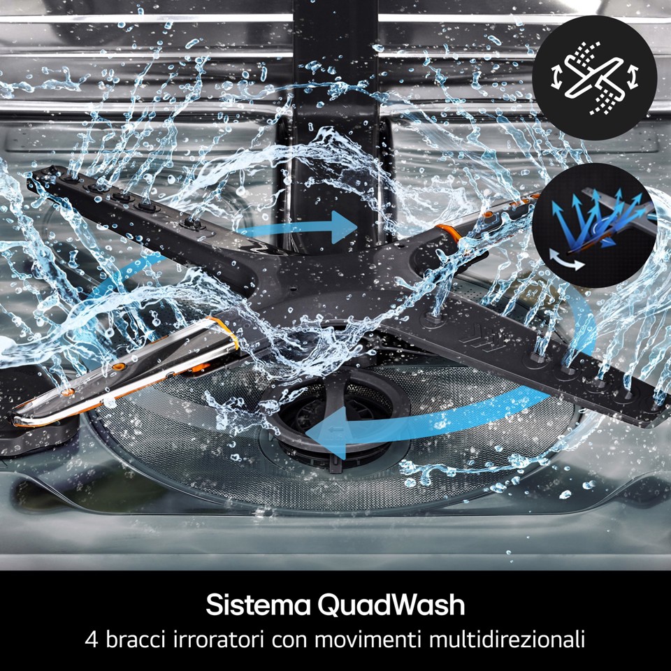 LG DF375HVS Lavastoviglie libera installazione, Classe A, 14 Coperti, Vapore, WI-FI, Grigia