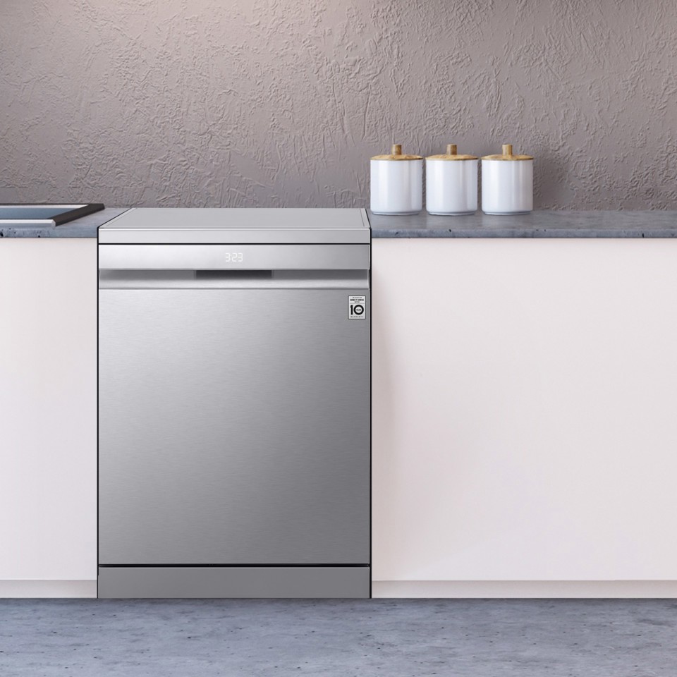 LG DF375HVS Lavastoviglie libera installazione, Classe A, 14 Coperti, Vapore, WI-FI, Grigia