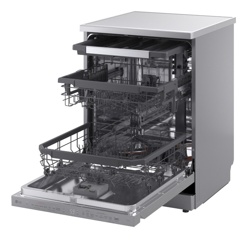 LG DF375HVS Lavastoviglie libera installazione, Classe A, 14 Coperti, Vapore, WI-FI, Grigia