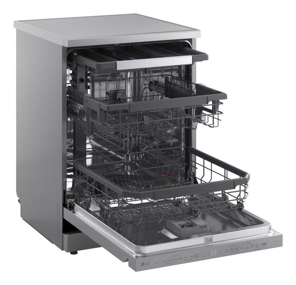 LG DF375HVS Lavastoviglie libera installazione, Classe A, 14 Coperti, Vapore, WI-FI, Grigia