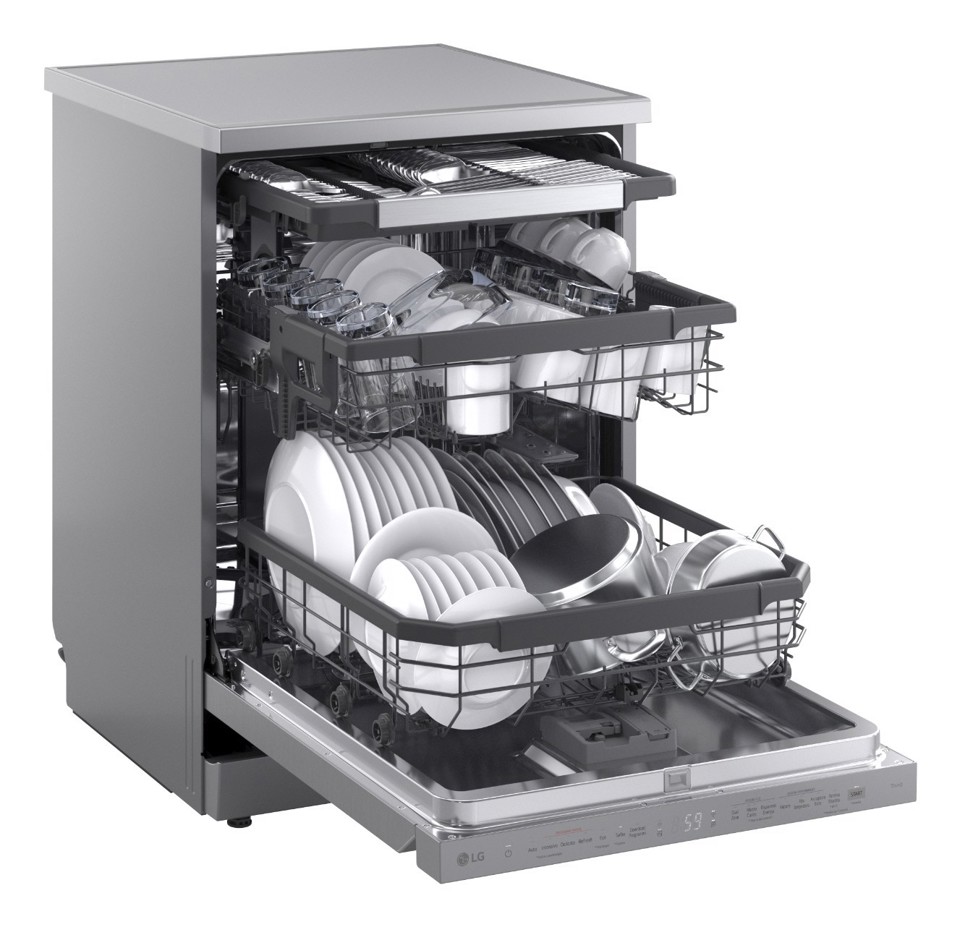 LG DF375HVS Lavastoviglie libera installazione, Classe A, 14 Coperti, Vapore, WI-FI, Grigia