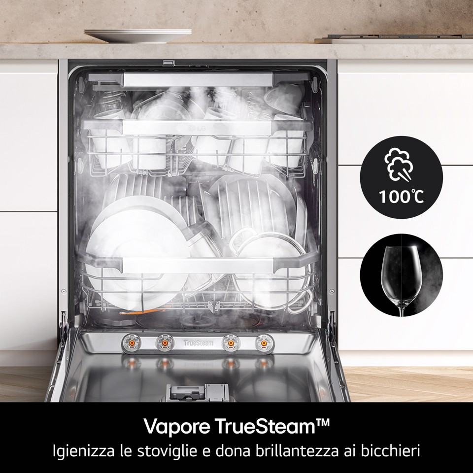 LG DF375HVS Lavastoviglie libera installazione, Classe A, 14 Coperti, Vapore, WI-FI, Grigia