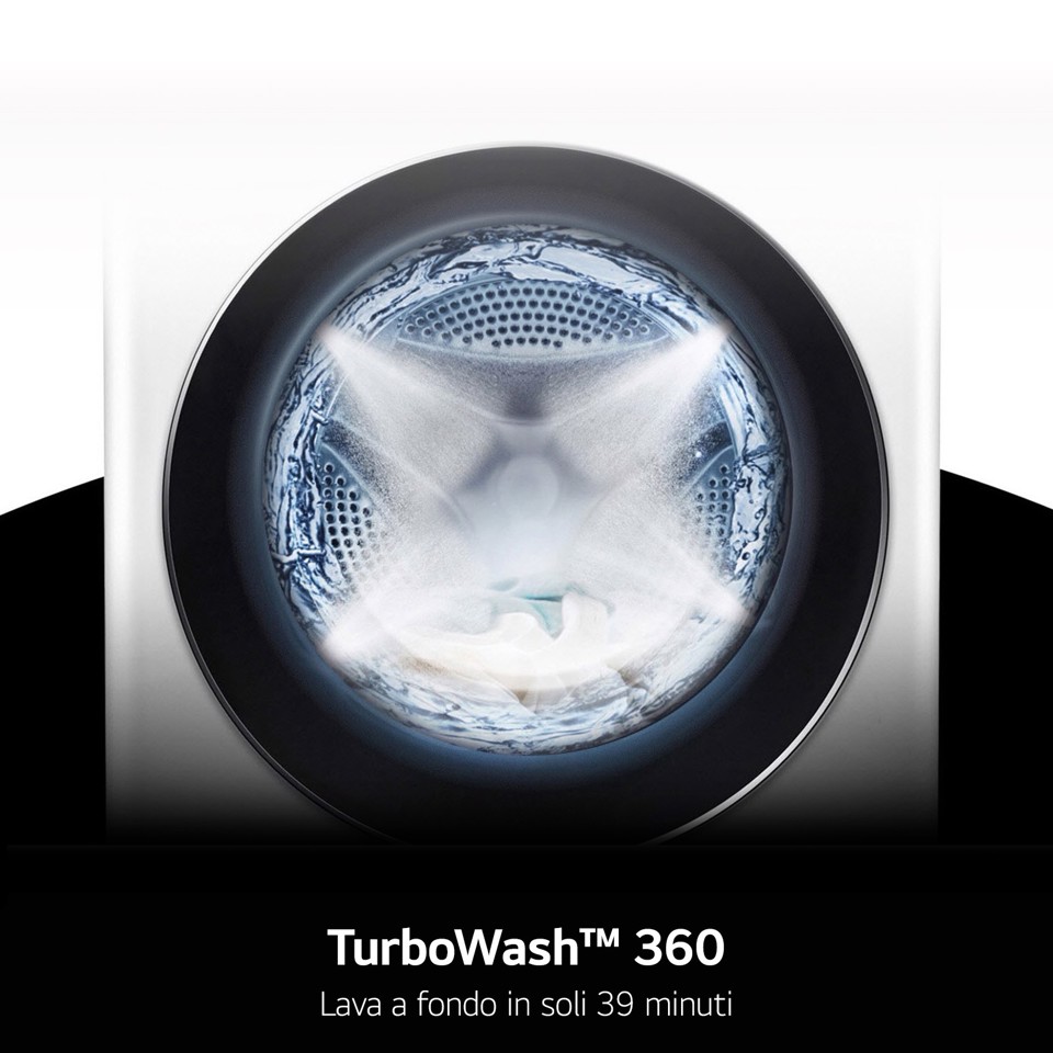 LG F0P3020TSWC Lavatrice capacità XL 20kg AI DD™ Serie P3, Classe B, 1000 giri, TurboWash 360, Vapore, Wi-Fi, White - 2 anni di garanzia anche per gli utenti professionali