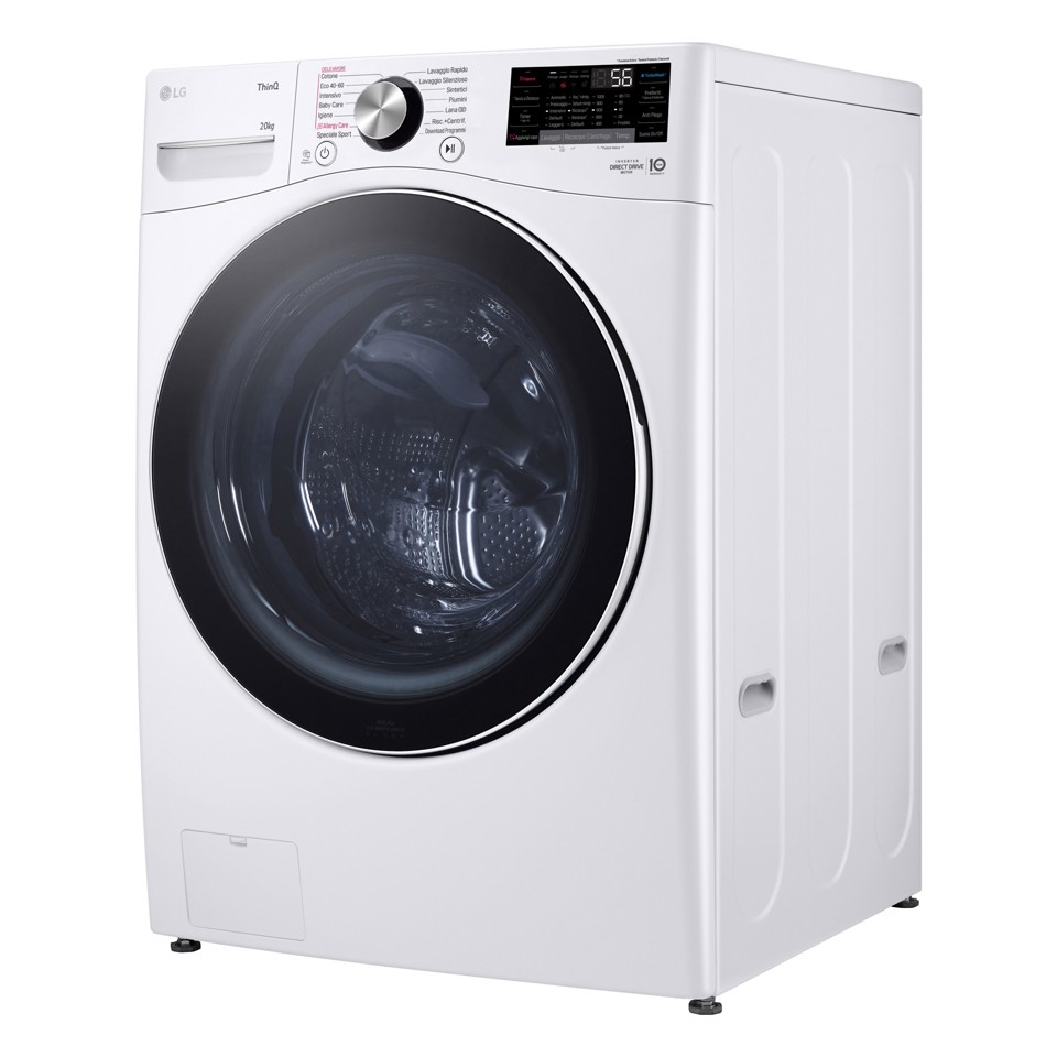 LG F0P3020TSWC Lavatrice capacità XL 20kg AI DD™ Serie P3, Classe B, 1000 giri, TurboWash 360, Vapore, Wi-Fi, White - 2 anni di garanzia anche per gli utenti professionali