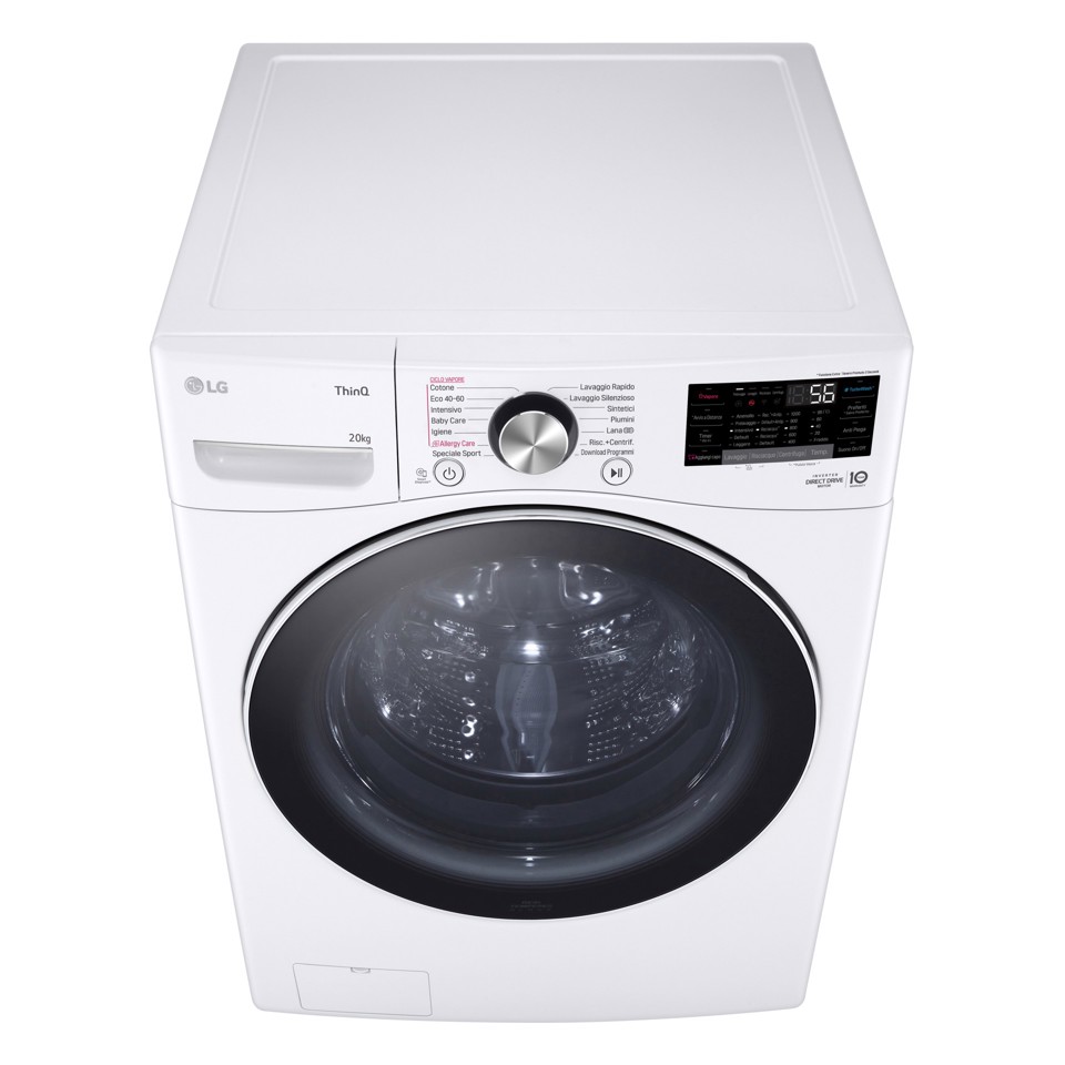 LG F0P3020TSWC Lavatrice capacità XL 20kg AI DD™ Serie P3, Classe B, 1000 giri, TurboWash 360, Vapore, Wi-Fi, White - 2 anni di garanzia anche per gli utenti professionali