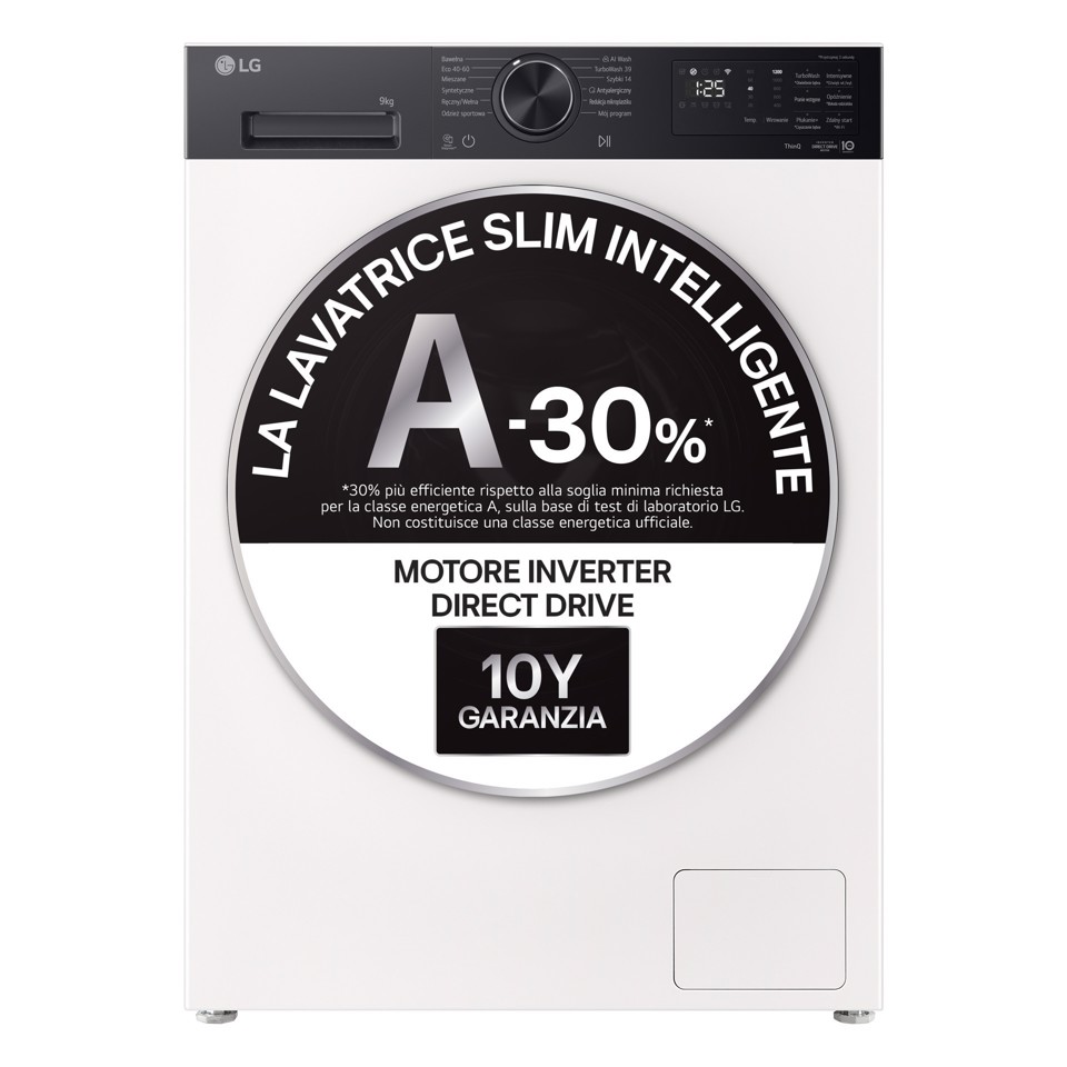 LG F2NX50S9THB Lavatrice Slim Intelligente 9 kg Classe A-30%