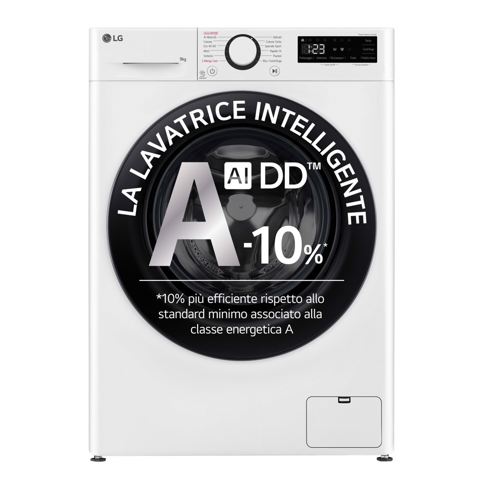 LG F2R3S09NSWB lavatrice Caricamento frontale 9 kg 1160 Giri/min Bianco CLASSE A-10%